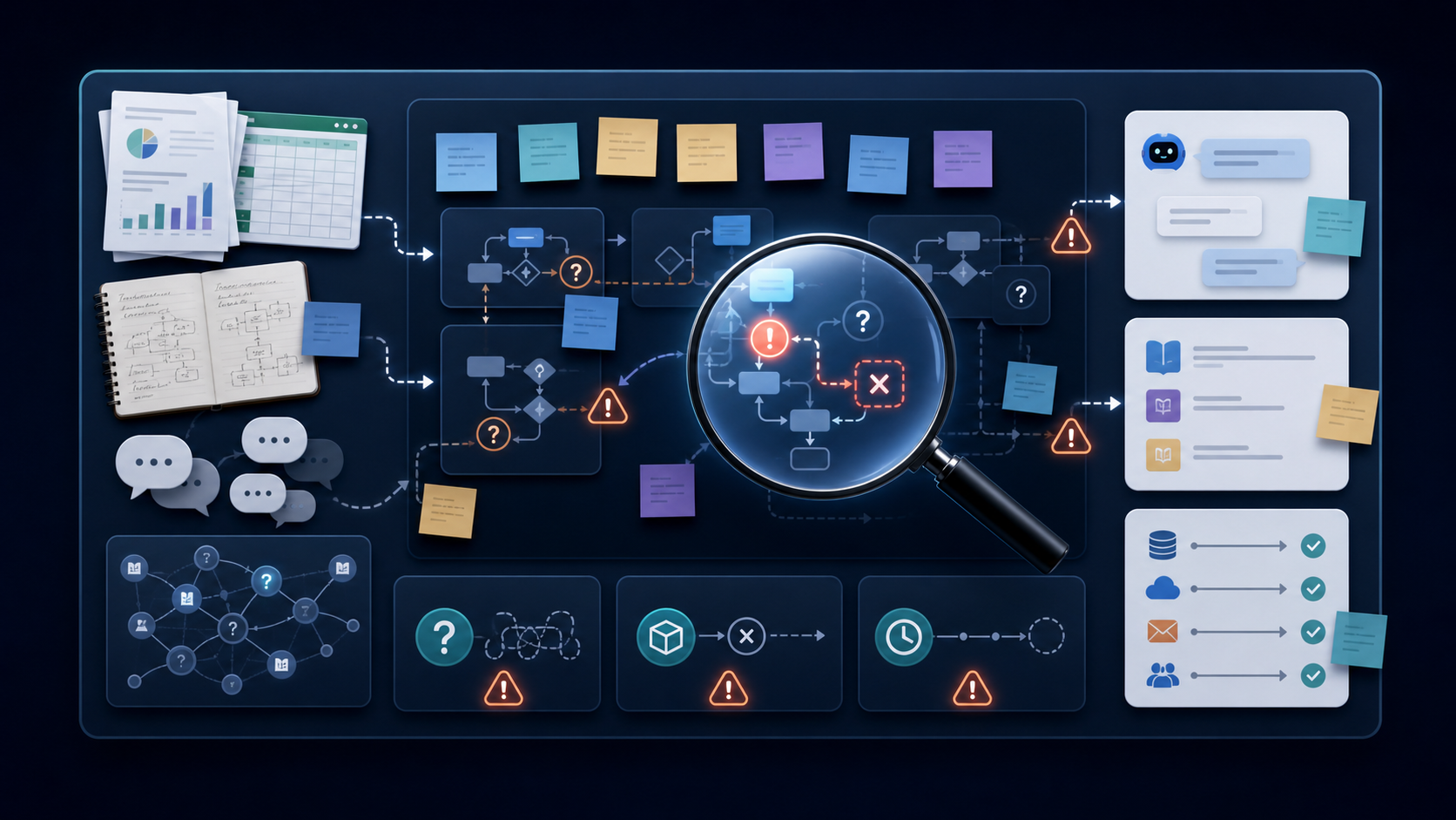 Copilot Studio導入前の詰まりを診断しているボード